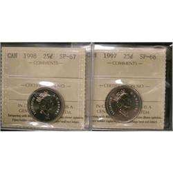 1997 25¢ SP-66 and  1998 25¢ SP-67 both ICCS
