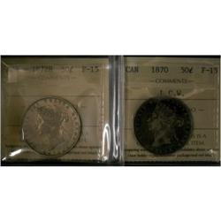 1870 LCW and 1872H 50¢, both ICCS F-15