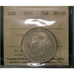 1871 50¢ ICCS AU-50  Brilliant with lots of l