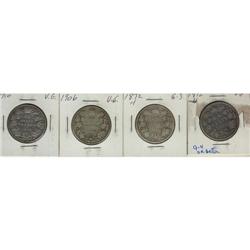 Lot of four  50 cents,  Includes 1872H, 1900,
