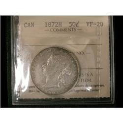 1872H 50¢ ICCS VF-20, silver gray tone
