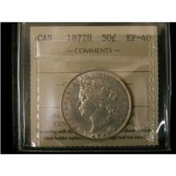 1872H 50¢ ICCS EF-40, brilliant and lustrous.