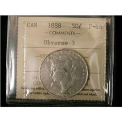 1888 50¢ ICCS F-15, a scarce date