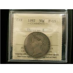 1892 obv4 50¢ ICCS Fine-15,