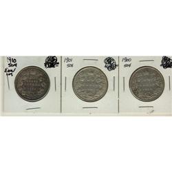 1900, 1901 and 1910 Edw vs 50¢.  Lot of 3 coi