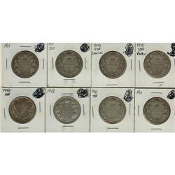 1910 to 1939 50¢.  Lot of 8 coins includes 19