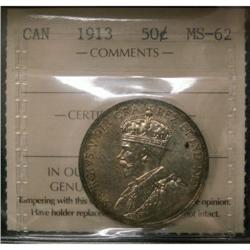 1913 50¢ ICCS MS-62 A nice example with probl