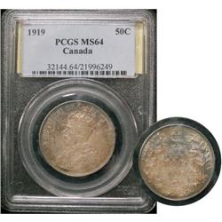 1919 50¢ PCGS MS-64 attractive toning over fu