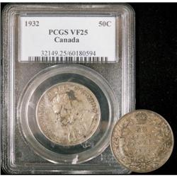 1932 50¢ PCGS VF-25, key date.  Silver gray t
