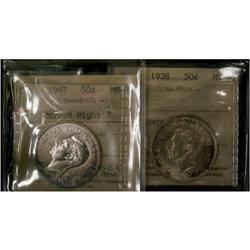 Lot of 2 ICCS graded 50¢;  1938,1947CR7,  All