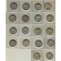 Lot of eighteen 50 cent pieces dated between