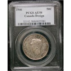 1946 Design in "6" 50¢ PCGS AU-58  Lightly to