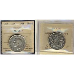 1947 50¢ ML CR7 ICCS EF40, a rare and solid e