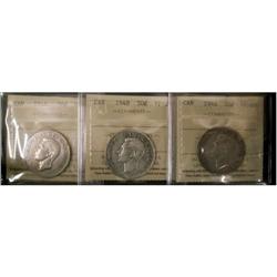 1948 50¢ ICCS VF-20, lot of 3 pieces