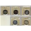 Image 1 : Lot of 5 ICCS graded MS-64 50¢; 1949, 1963 (2