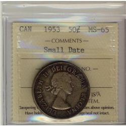 1953 SD 50¢ ICCS MS-65 Brilliant. Excellent s