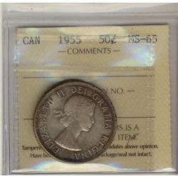 1955 50¢ ICCS MS-65 Superbly toned. Excellent