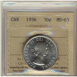1956 50¢ ICCS MS-65 Brilliant. Excellent stri