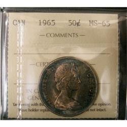 1965 50¢ ICCS MS65, a gem example with beauti