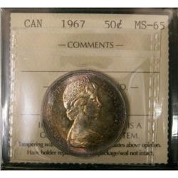 1967 50¢ ICCS MS-65, nicely toned.  Scarce in