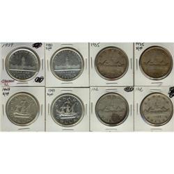 1935 to 1949 Silver Dollars.  Lot of 8 coins