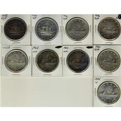 1935 to 1952 Silver Dollars. Lot of 9 coins i