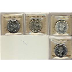 Lot of 4  ICCS graded $1;  1935, 1936, 1952,