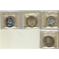Lot of 4 ICCS graded MS-64 $1; 1935, 1939, 19