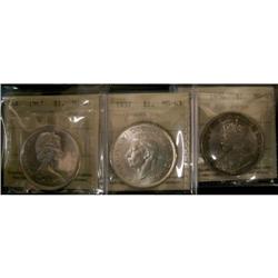 Lot of 3 ICCS graded MS-63 $1; 1936, 1937, 19
