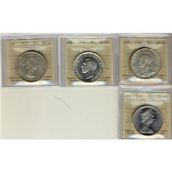 Lot of 4 ICCS graded MS-63 $1; 1936, 1939, 19