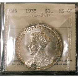 1935 $1 ICCS MS-65, brilliant with touch of g