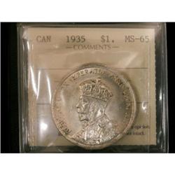 1935 $1 ICCS MS65, a gem full white example.