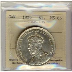 1935 $1 ICCS MS65, a Gem full white example.