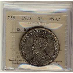 1935  "Doubling XXV" $1 ICCS MS64, a nice exa