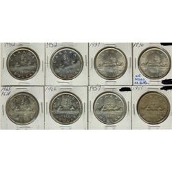 Lot of eight   Silver dollars;  1936, 1937, 1