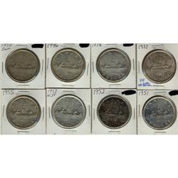 Lot of eight  Silver dollars;  1937, 1938, 19