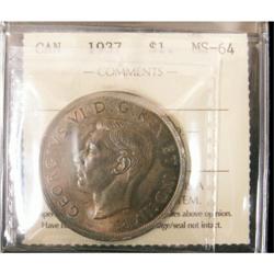 1937 $1 ICCS MS-64PQ+, superbly tonedwith gre