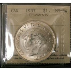 1937 $1 ICCS MS64, another gem blast white ex