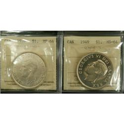 Lot of 2 ICCS graded $1; 1939 MS-64, 1949 MS-
