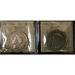 1945 and 1946 $1 both ICCS VF30,