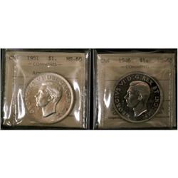 Lot of 2 ICCS graded $1;  1946, 1951 Arnprior