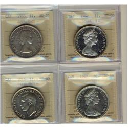 Lot of four ICCS Silver dollars; 1946 MS60, 1