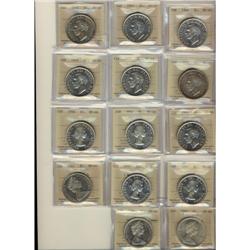 1946 to 1966 $1,  Lot of 14 coins all ICCS MS