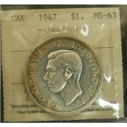 1947 Blunt $1 ICCS MS-63