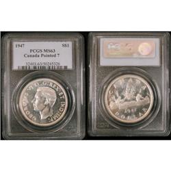 1947 $1 Ptd 7, PCGS MS63, full white and lust