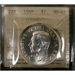 1949 $1 ICCS MS-65, light tone around the rim