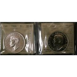 1949 $1 ICCS MS65, Lot of 2 coins both blast