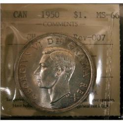1950  CH-1950 REV-007 $1 ICCS MS-66 Lightly t