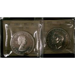 Lot of 2 ICCS graded $1;  1951 PL-62, 1964 PL