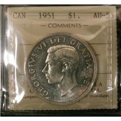 1951 Arnprior $1 ICCS AU-55, lightly toned